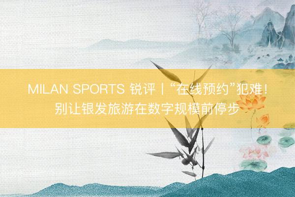 MILAN SPORTS 锐评丨“在线预约”犯难！别让银发旅游在数字规模前停步