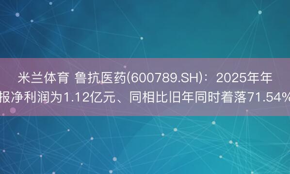 米兰体育 鲁抗医药(600789.SH)：2025年年报净利润为1.12亿元、同相比旧年同时着落71.54%