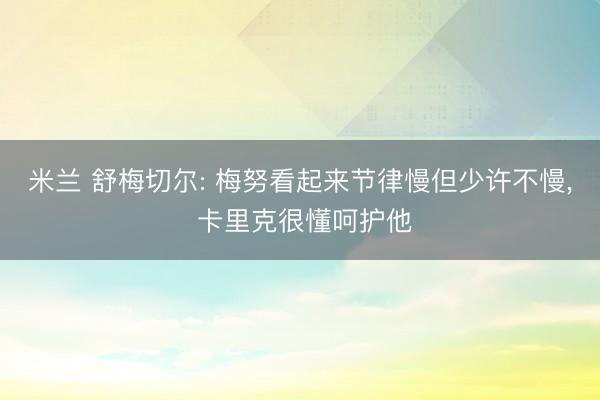 米兰 舒梅切尔: 梅努看起来节律慢但少许不慢， 卡里克很懂呵护他