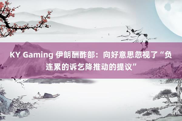KY Gaming 伊朗酬酢部：向好意思忽视了“负连累的诉乞降推动的提议”