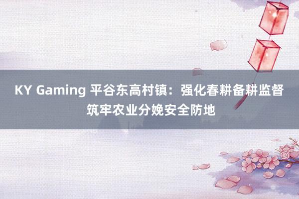 KY Gaming 平谷东高村镇：强化春耕备耕监督 筑牢农业分娩安全防地