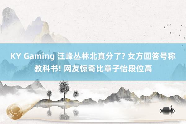 KY Gaming 汪峰丛林北真分了? 女方回答号称教科书! 网友惊奇比章子怡段位高