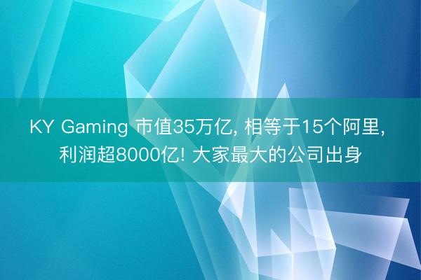 KY Gaming 市值35万亿， 相等于15个阿里， 利润超8000亿! 大家最大的公司出身