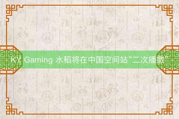 KY Gaming 水稻将在中国空间站“二次播撒”