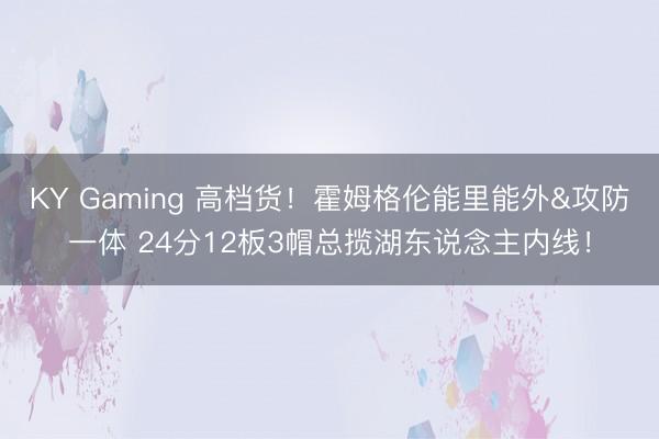 KY Gaming 高档货！霍姆格伦能里能外&攻防一体 24分12板3帽总揽湖东说念主内线！