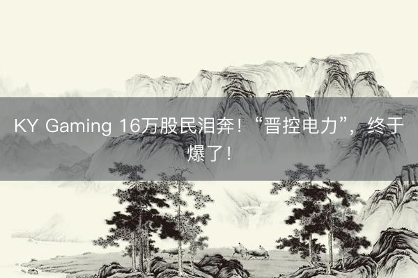 KY Gaming 16万股民泪奔！“晋控电力”，终于爆了！