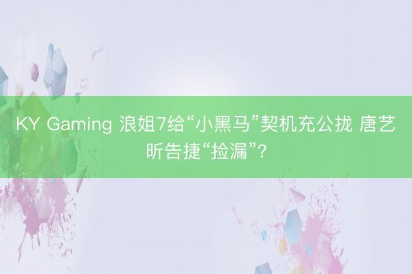 KY Gaming 浪姐7给“小黑马”契机充公拢 唐艺昕告捷“捡漏”？