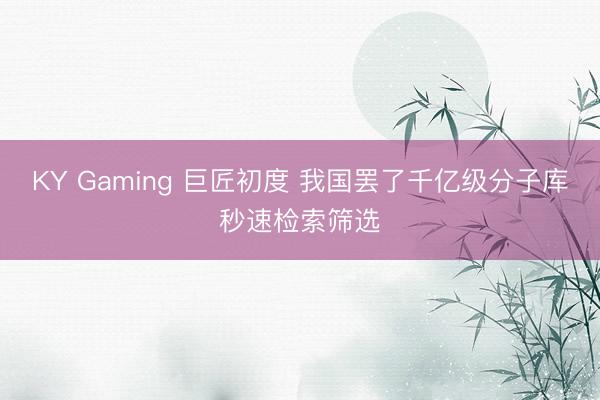 KY Gaming 巨匠初度 我国罢了千亿级分子库秒速检索筛选